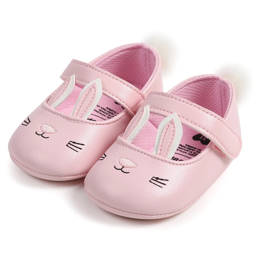 Easter fashionable and cute rabbit ear Mary Jane baby girl shoes, comfortable and lightweight non slip walking shoes, wedding pa