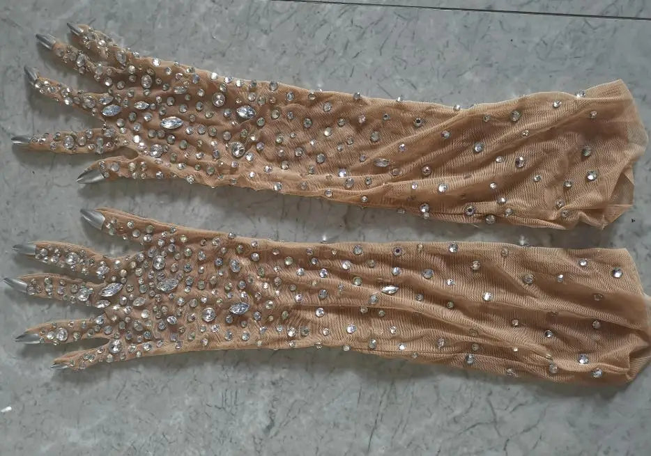 Sexy Sparkly Blue Crystals Leotard Nightclub Birthday Celebrate Dj Rhinestones Bodysuit Dance Costume Stage Photoshoot Wear