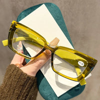Men Women Small Square Frame Reading Glasses Fashionable Trendy Ultralight Presbyopia Retro HD Far Sight Eyeglasses Plus Diopter