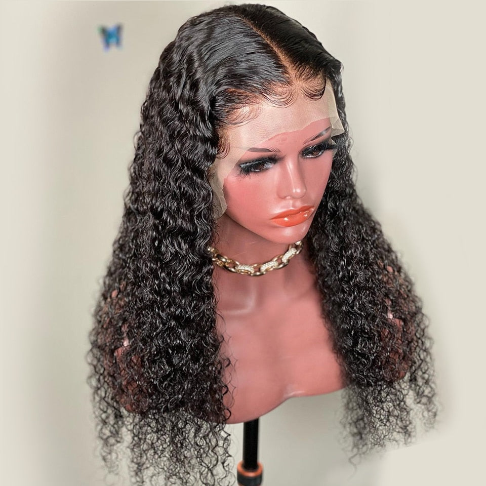 Blackmoon Human Hair Wigs 30 Inch Water Wave 13x1 T Part Lace Wig for Black Women Pre Plucked