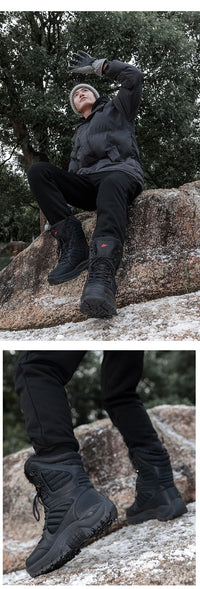 Winter Boot Men's High-top Waterproof Ankle Boots Men Thick Plus Warm Large Size Snow Hiking Boots Outdoor Cotton Shoes Sneakers
