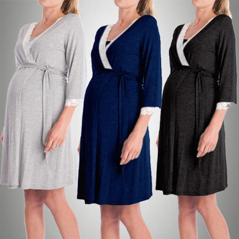 Maternity Robe Pregnant Women Nursing Nightwear Pajama Sleepwear Ropa Mujer Embarazada Premama