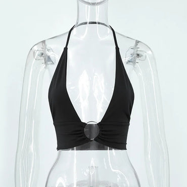 Summer Women Sexy Super-short Tank Tops Patchwork Camis Solid Hollow Out Tops Ladies Sleeveless Strapless V-neck Slim Top Vests