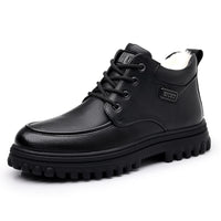 2025 Winter Shoes Mens Snow Boots Warm Plush Cold Winter Fashion Brand Male Footwear Non-slip Flat Ankle Boots Black D591