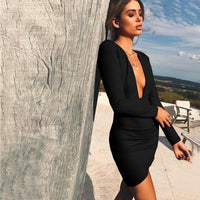 Dresses For Women 2023 Autumn Women Sexy Long Sleeve Solid Color Bandage Dress Slim Hollow Fashion Elegant Party Club Vestidos