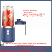 HOMEFISH 1PCS Juice Extractor Portable Rechargeable Small Juice Cup Home and Outdoor Multifunctional Juice Mixing 2Cups