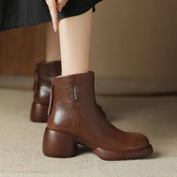 Booties Round Toe Women's Ankle Boots Fashion 2024 Very High Heels Heeled Female Short Shoes Chic and Elegant Boot Footwear Pu