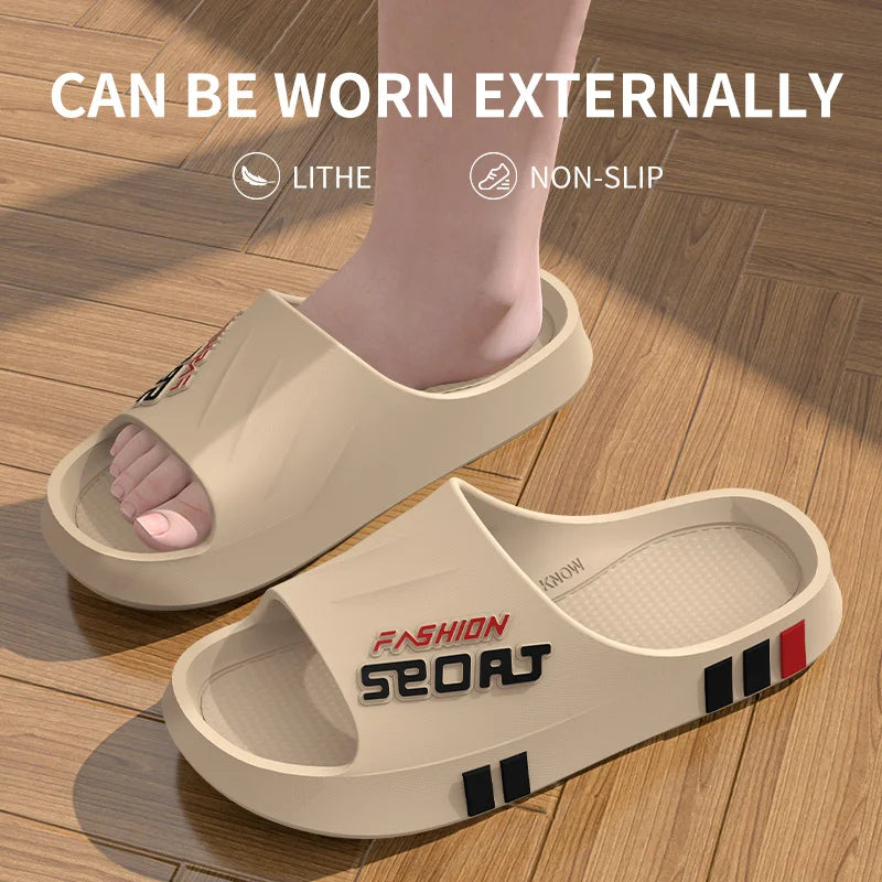 Men's Summer Thong Slippers Thick Bottom Anti-Slip Deodorant EVA Wear-Resistant Breathable Slip-On Sandals