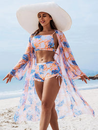Fashionable Multicolored Print Sexy Three-Piece Bikini Set Women's Swimsuit by Mingshi New Arrival Swimwear for Ladies