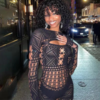 Sex Dress Jumpsuit with hollowed out tight lace and sexy hip hugging skirt casual women's long dresses daring lingerie woman xxx