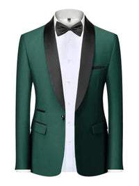 Mens Blazer Slim Fit Suit Jacket 1 Button Velvet Shawl Collar Wedding Formal Suit Jacket