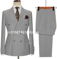 2024 New Design Double Breasted Men Suit Orange Slim Fit Peak Lapel Wedding Suits For Men Prom Blazer Groom Tuxedo Jacket Pants