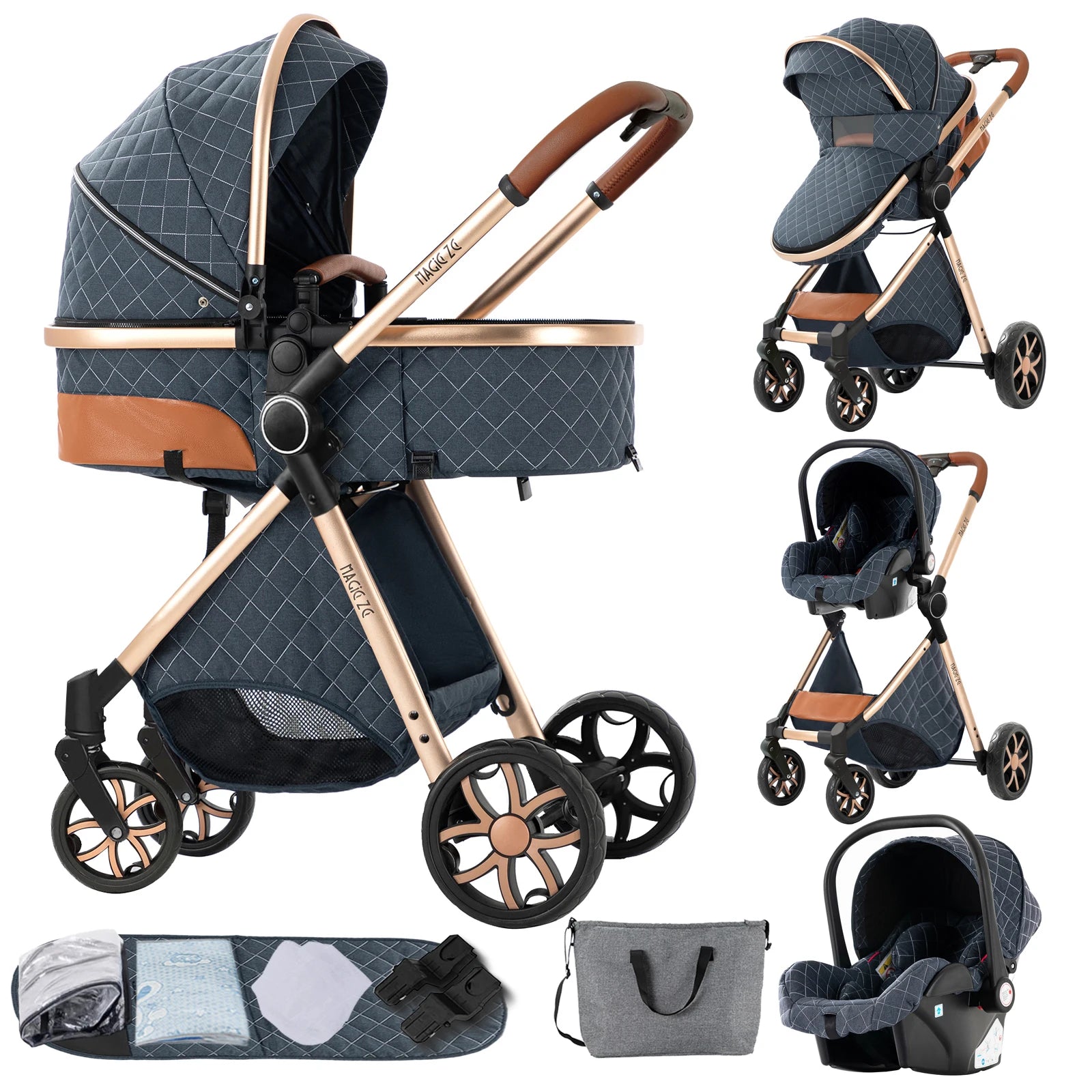 Lightweight Baby Stroller 3 in 1 Newborns Travel System Prams Multifun ...