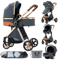 Lightweight Baby Stroller 3 in 1 Newborns Travel System Prams Multifunctional High Landscape Baby 4 IN 1 Strollers with Isofix