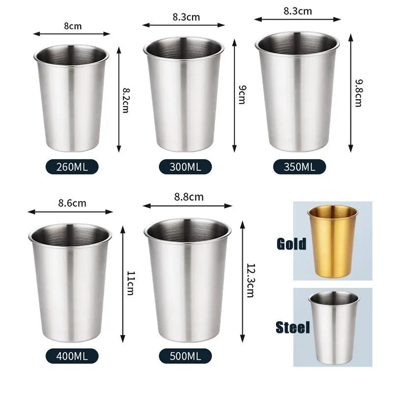 Stainless Steel Gold Cups 300ML Insulated Metal Cup 304 Drinking Beer Mug Metal Travel Drink Cup