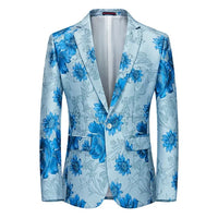 New Men Fashion Flower Suit Luxury Jacquard Jacket Homme Wedding Ball Party Single Button Blazer Singer Stage Performance Coat