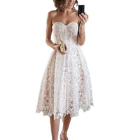Summer Evening Dress Women's Tight Tube Top Dress Sexy Embroidered Lace Dress