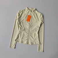 Outdoor Sports Long Sleeved Women Slim Yoga Clothes Quick Dry Zipper Cardigan Stand Up Collar Jacket Running Fitness Jacket Top