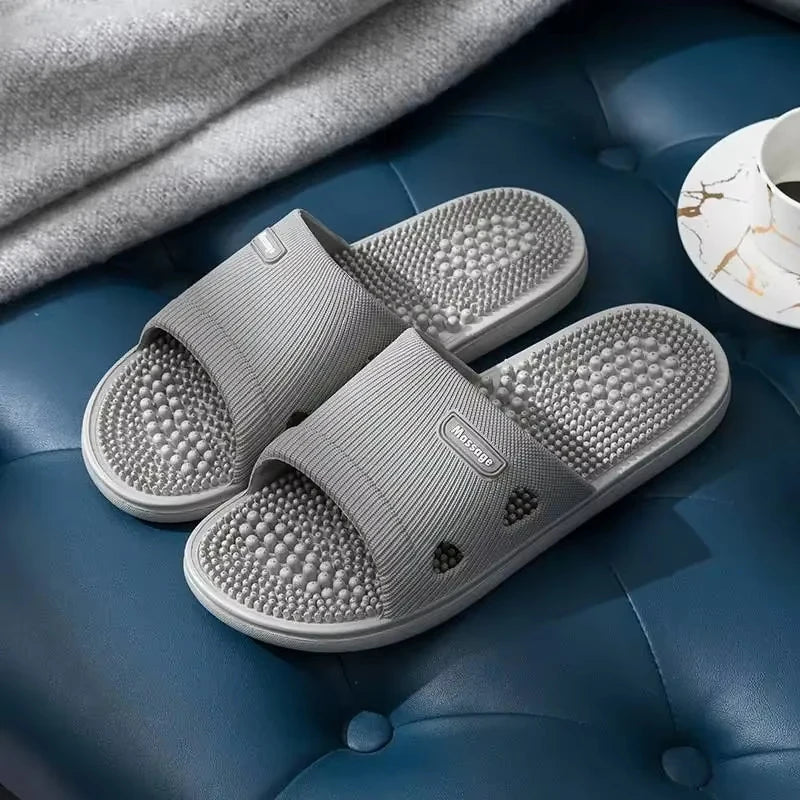 Summer Non Slip Solid Color Slippers for Men PVC material  Massage Comfortable Durable Bathroom Shoes Cool Pool
