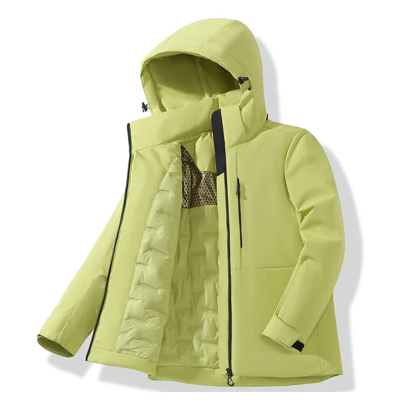 EUMERGX Men's Women's Winter Coat Waterproof Windproof Warm Fleece Jacket Unisex Hiking Camping Skiing Climbing Windbreaker