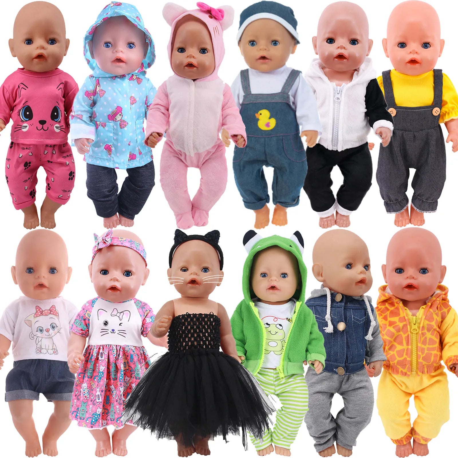 Doll Baby Clothes Kittys Kitten Cat Cartoon Dress Shoes Fit 18 Inch American&43cm Reborn New Born Baby Doll OG Girl`s Toy Doll