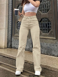 Women's jeans solid color simple daily stretch narrow straight pants