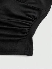 Solid V-neck Backless Halter Crop Top for Women Summer Sexy Y2K Sleeveless Ruched Top Streetwear