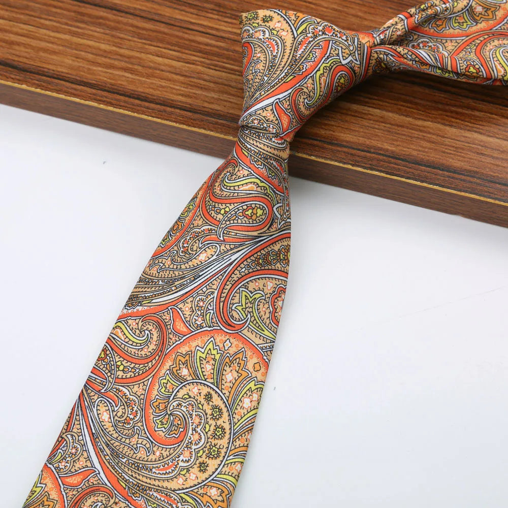 New 8CM Printing Ties For Men Necktie Paisley Floral Designer Scarf Tie For Groom Business Wedding Party