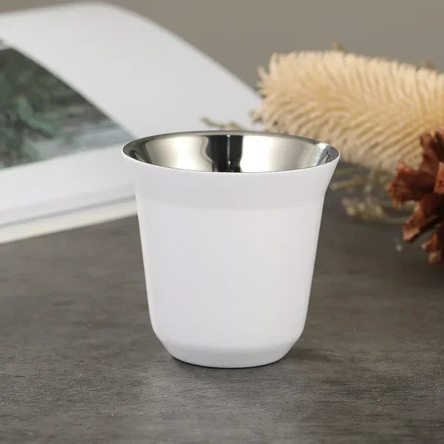 80ml Espresso Cup Small Wine Cup Stainless Steel Double Wall Insulated Coffee Cup Insulated Capsule Cup Beverage Cup Tea Cup