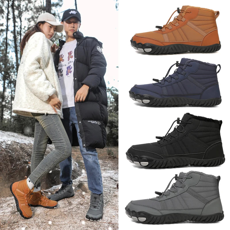 Winter Men Women Boots Leather Waterproof Anti-slip Wear-resistant Casual Outdoor Climbing Sneakers Warm Slip On Ankle Shoes
