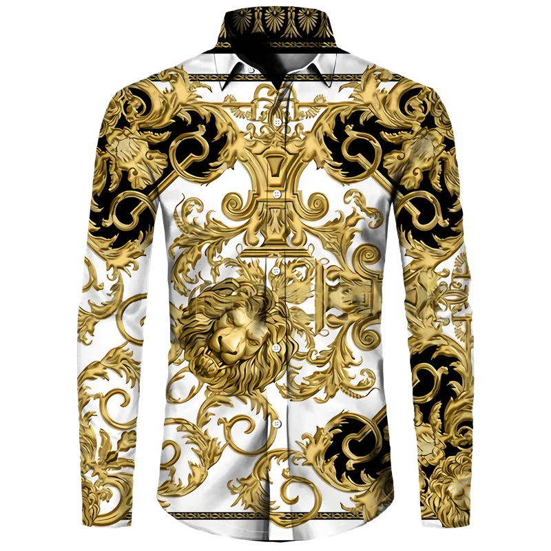 Men's Long Sleeved Button Up Shirt Autumn Comfortable Lapel Shirt Retro Ethnic Style Mens Long Sleeved Trend Street Men Clothing