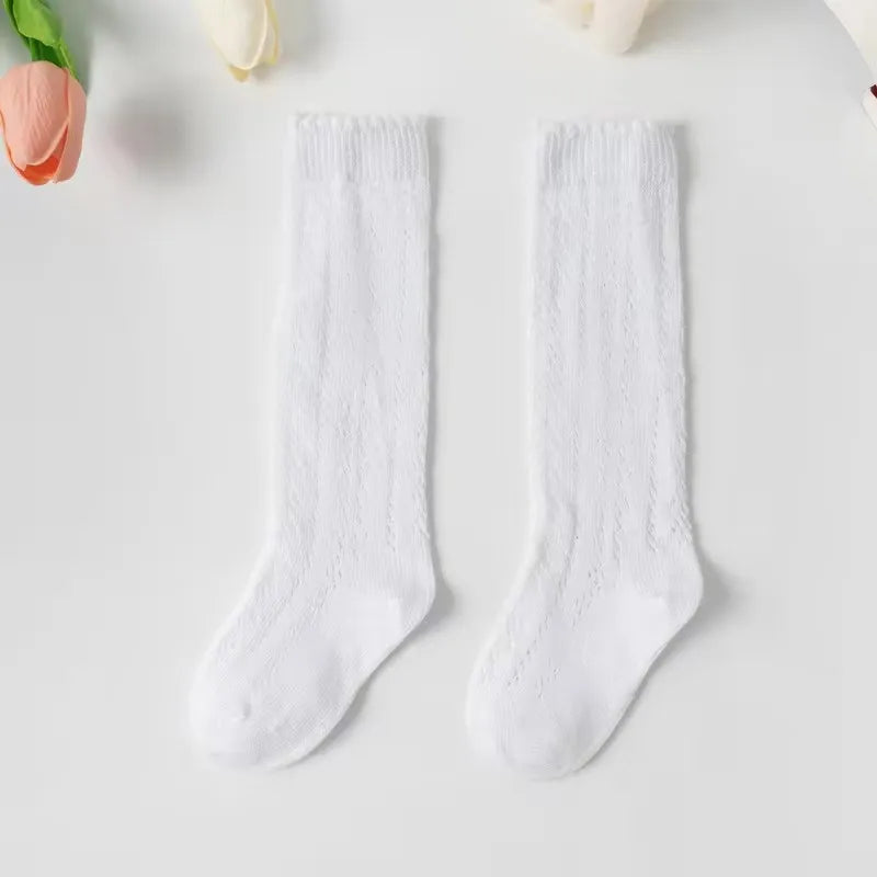 Baby Girls Socks Summer Kids Long Sock Toddlers Knee High Mesh Thin Socks Hollow Out Soft Cotton Infant Socken For 0-7 Years