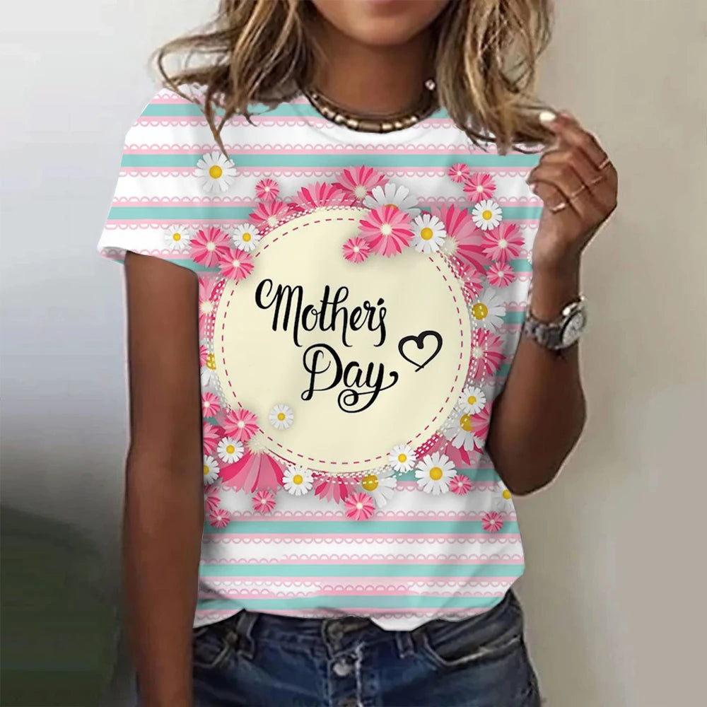 Mother's Day gift Top Women's T-shirt For Women The Best Mom 3D Printed T-Shirt Summer Casual Short Sleeve Women's Clothing
