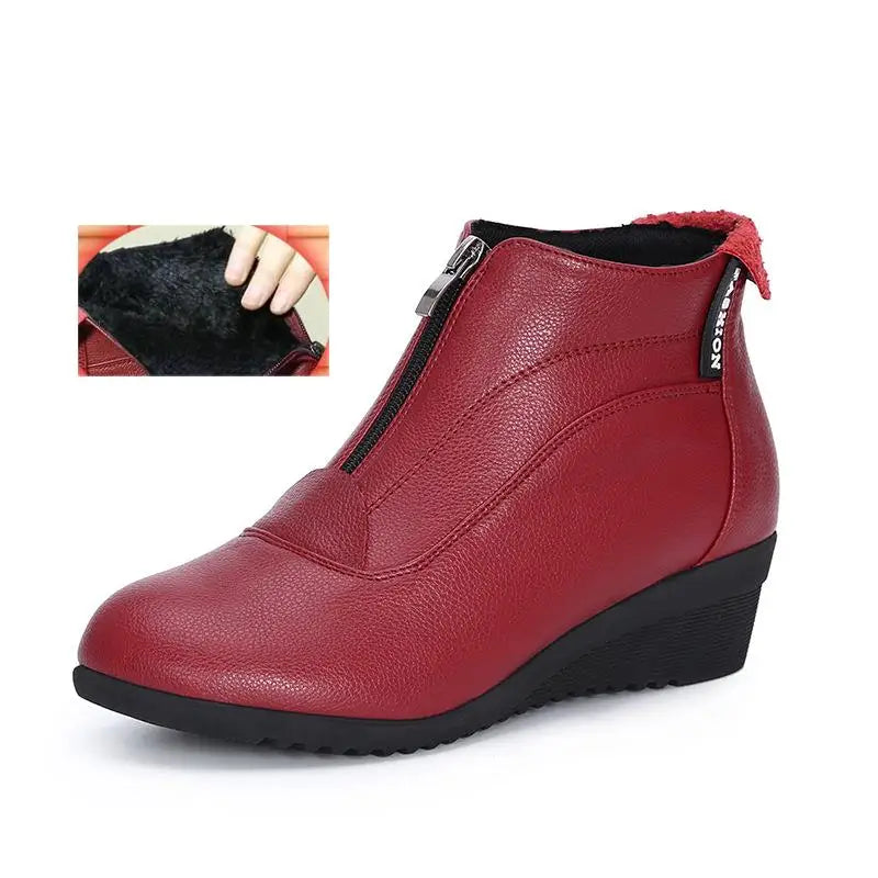 Winter Boots Women 2020 Women Snow Boots Wedge Heels Winter Shoes Women Warm Fur Casual Shoes Zip Women's Shoes Botas Mujer