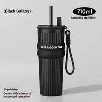 2025 New In Stock Large Capacity Simple And Convenient Straw Insulated Cup Office Coffee Cup Portable Accompanying Car Cup