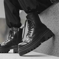 Boots for Men Fad Thick Sole Tooling Boots Men's High Quality Ankle Boots Outdoor Comfort Versatile Locomotive Boot Botas Hombre