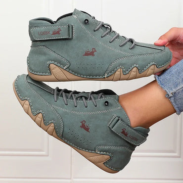 Khaki Women's Boots Trendy Comfortable Soft Soled High Top Boots Versatile Fashionable Commuting Motorcycle Women's Sneakers