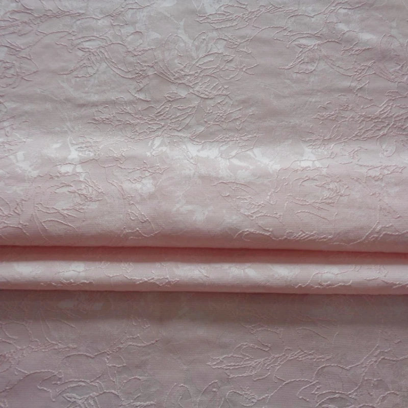 Spring Summer Thread Pattern Jacquard Fashion Dress Fabrics for Sewing Cloth White Pink Satin Flower Furniture Upholstery Fabric