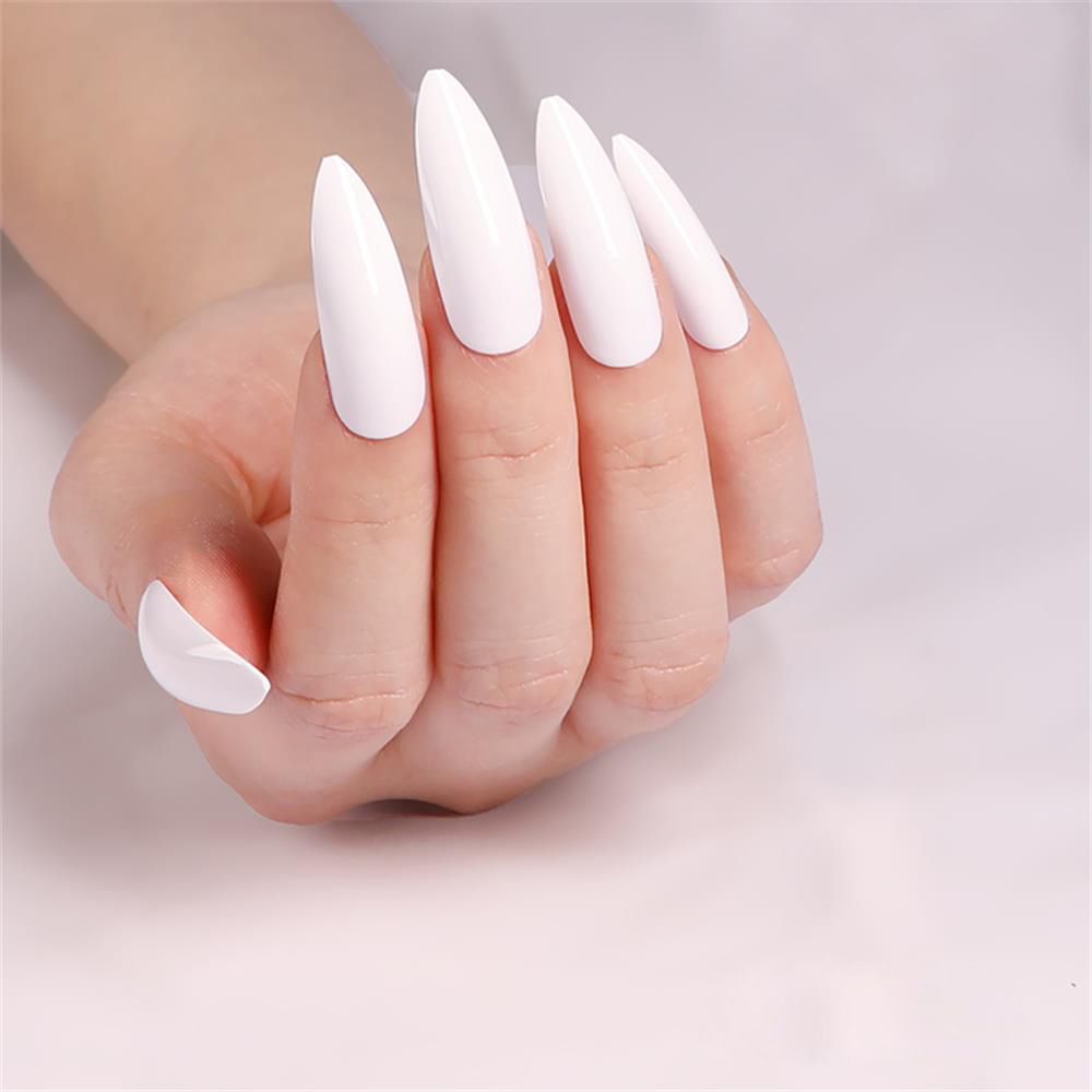 24Pcs Oval Head False Nails Pink Almond Artificial Fake Nails With Glue Full Cover Nail Tips Press On