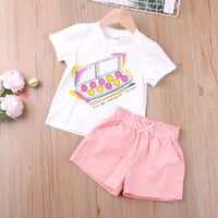 Humor Bear  Summer Girl Clothes Sets 2Pcs Fashion Navy Short Sleeve +Pleated Skirt Kids Clothes Suit Cute Toddler Clothes