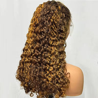 250% 12A Double Drawn Burmese Curl Curly Human Hair Wig 13x4 Lace Frontal Hair Wig Curls Human Hair Wigs Piano Color Hair Wig