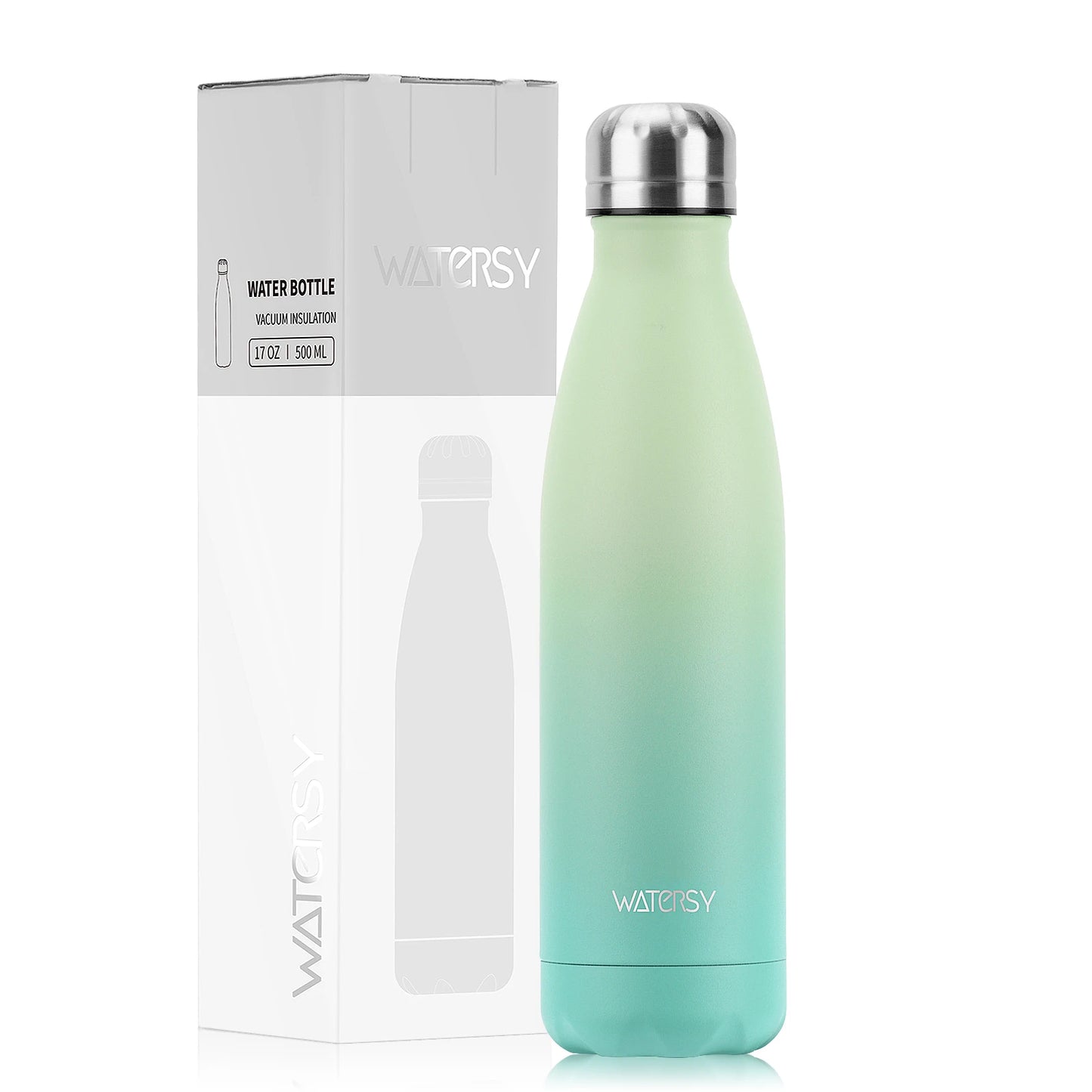 WATERSY 500ml Insulated Water Bottle, Stainless Steel Thermal Leakproof Flask, BPA-Free Double Walled Vacuum Bottle for Sports
