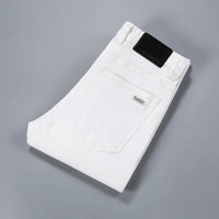 2025 New Spring Summer Jeans Men Fashion Casual Classic Style Business Straight Fit Soft Trousers Male Advanced White Pants 40