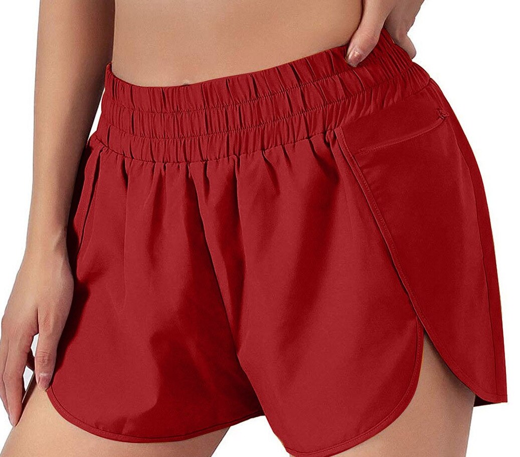 Shorts Women Solid Running Shorts Sport Pant Elastic Waist Active Workout Pocket Shorts Female Summer Ladies Casual short femme