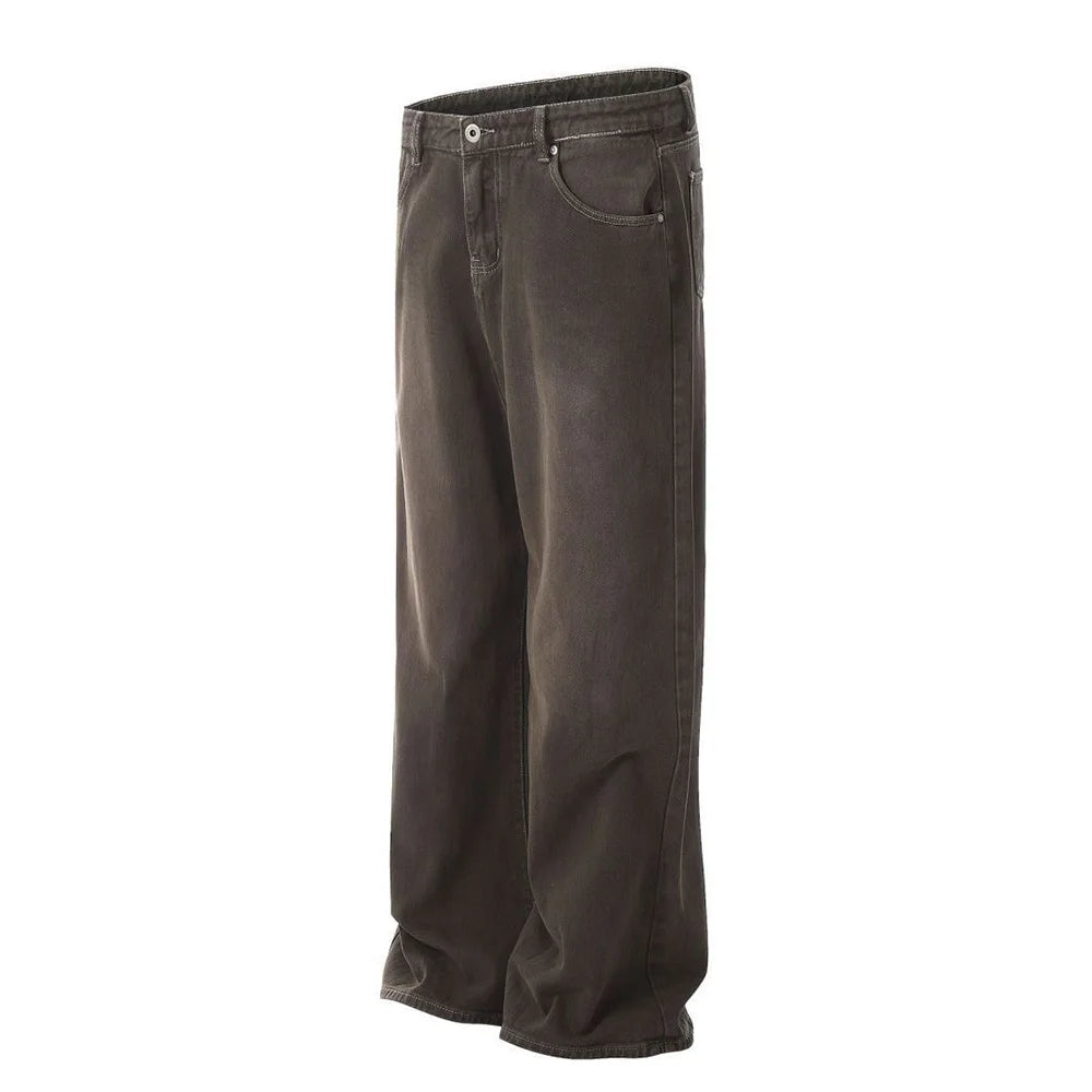 Mens Long Pants Washed Dyed Jeans Autumn Casual Hawaiian Daily Wear-Resistant American Style Pants Men's Clothing Unisex 2024