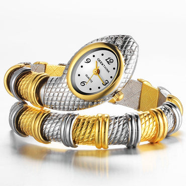 GEEKTHINK Bling Rhinestone Fashion Brand Quartz Watch Bracelet Women Ladies Snake Dress Watch Bangle Diamond Ornament
