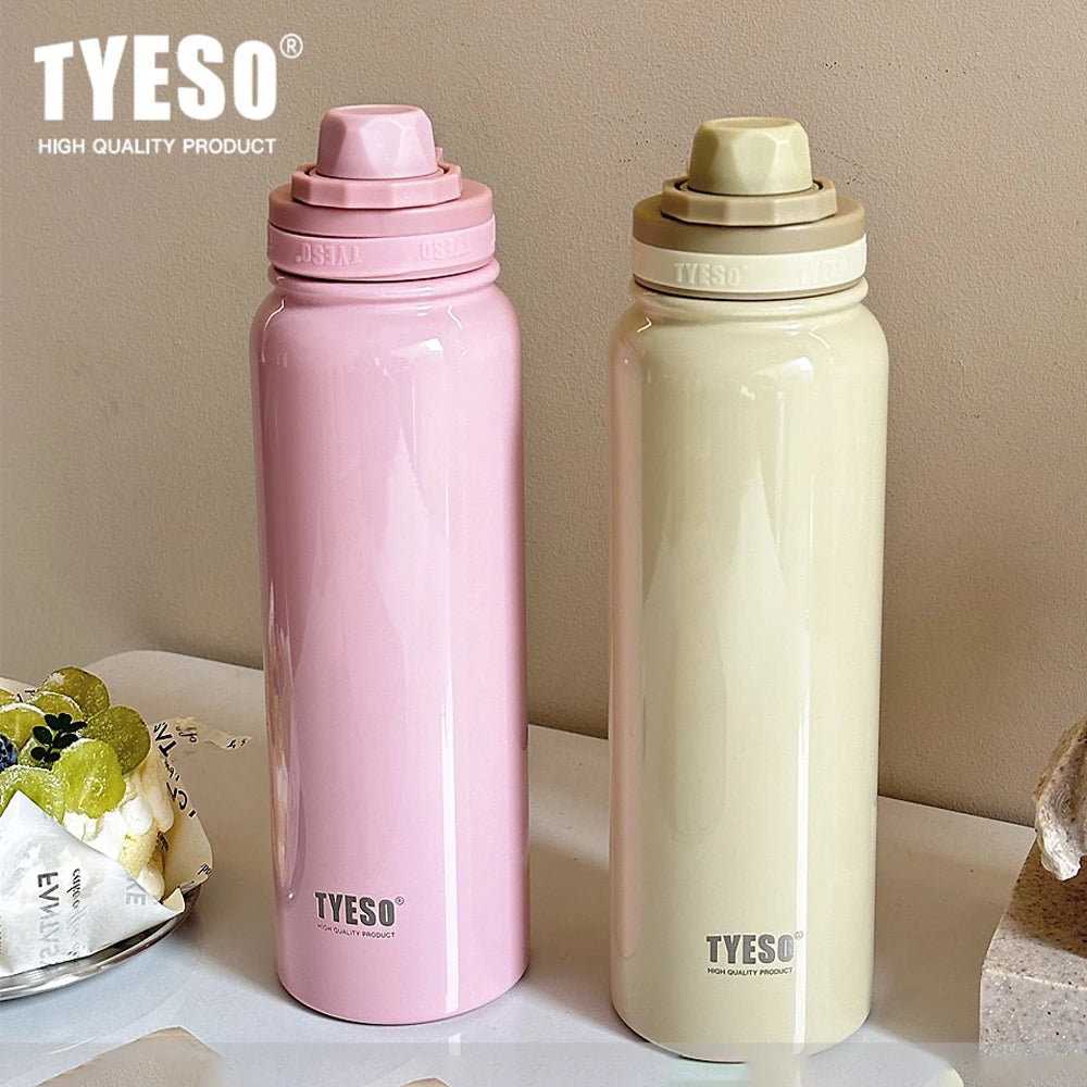 Tyeso Thermos Bottle Car Insulated Flask Water Tumbler for Outdoor Sports Travel Vacuum Flasks Stainless Steel Thermal Cup