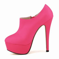 Autumn Winter Women Boots Fashion Sexy Stilettos 14cm Round Toes High Heels Ladies Platform Pumps Leather Party Shoes Large Size