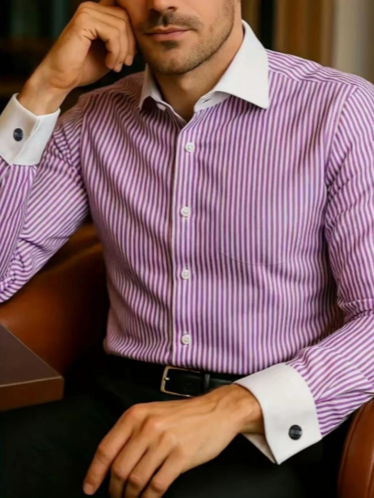 Men's Shirt Button Shirt Casual Shirt Black Red Blue Long Sleeve Striped Lapel Daily Vacation Wear Fashion Casual Tops Shirt