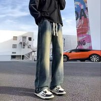 Jeans for men in spring and autumn new styles for teenagers straight tube  loose fit American style high street hanging cas